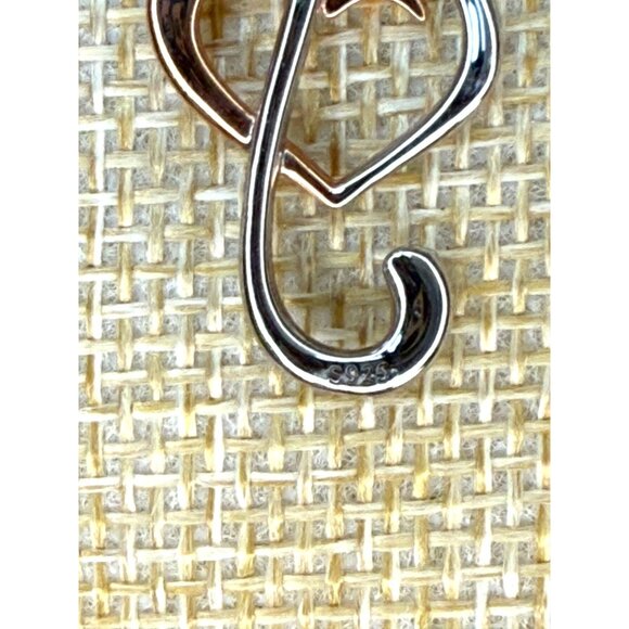 Treble Clef Sterling Silver & Rose Gold Plated Treble Clef Heart Necklace - Picture 5 of 10